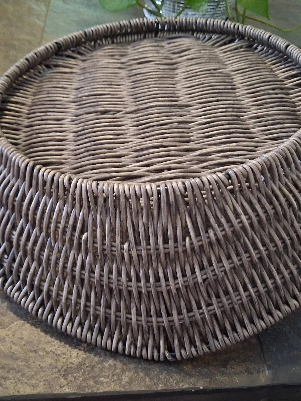 Woven Round Decorative Basket in Grey-Brown